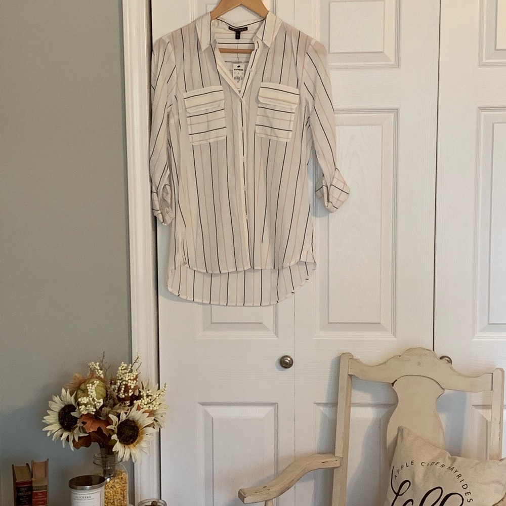 White/Pink/Blue Striped Express Shirt